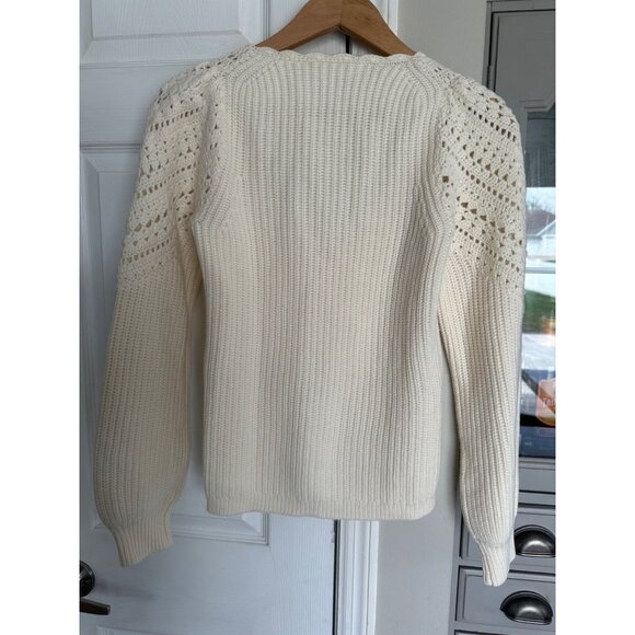 SÉZANE Moira Wool-Blend Knit Jumper Ecru Small Coastal - Picture 8 of 13